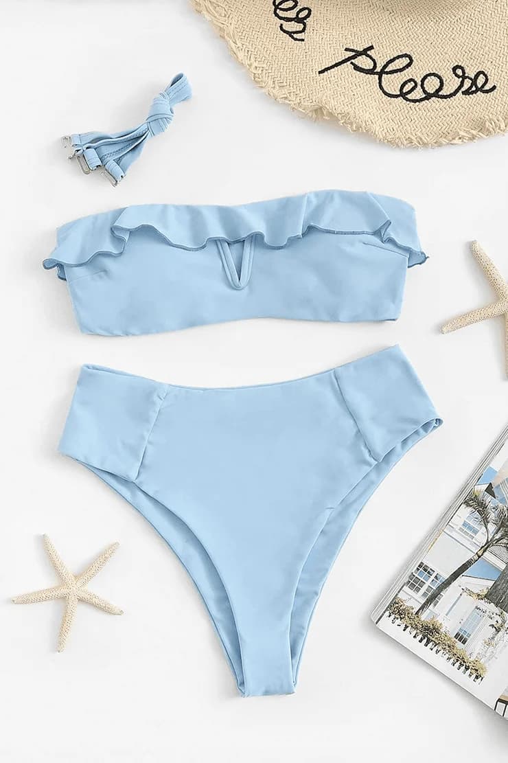 LIEBIAN Ruffled v-neck swimsuit 2604