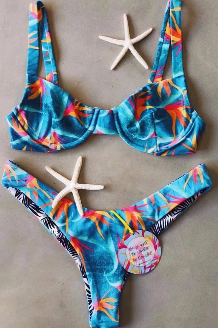 LIEBIAN Fashionable print swimwear with high feet 2672